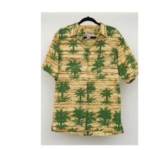 Vintage 90's Palm Tree Yellow Button Up